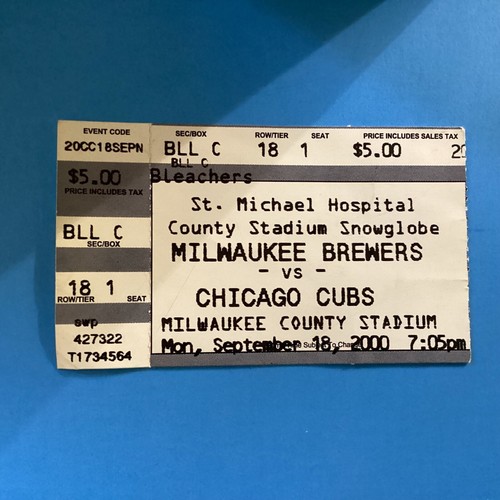 Milwaukee County Stadium Snow Globe Vintage With Brewers Ticket Sept 18, 2000 - Picture 5 of 5