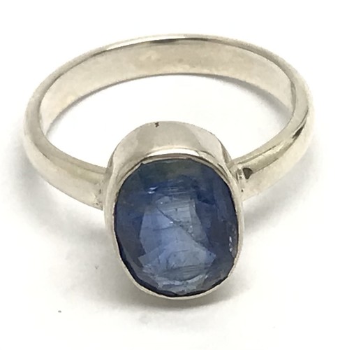 Kyanite oval ring Solid Sterling Silver Size N. Faceted, 10 x 8mm. New. - Picture 8 of 12