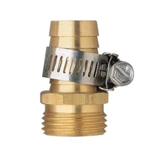 2-Pack Brass 1/2" Male Thread Garden Hose Connector with Clamps