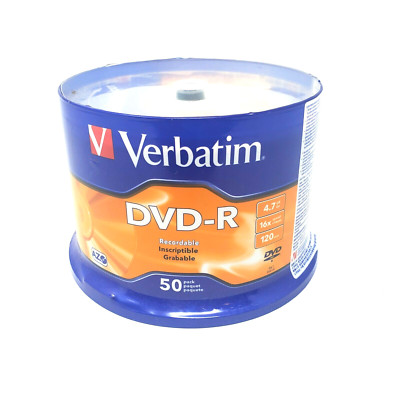 50 Pack VERBATIM Blank 16x DVD-R DVDR Printable 4.7GB Media Disc