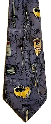 Vtg 90s NICOLE MILLER Dr Feelgood Novelty Silk Tie    1995    Hand Sewn in Korea