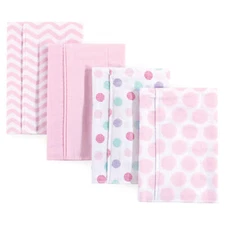 Luvable Friends Cotton Flannel Burp Cloths 4pk, Pink Dots Chevron, One Size