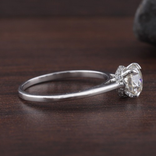 0.85 CT Round Cut G VS2 Lab Grown Diamond Wedding Engagement Ring 14K White Gold - Picture 4 of 9