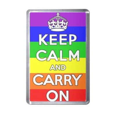 BADGEBEAST Gay Flag Keep Calm & Carry On Plastic Fridge Magnet (S, M, L, XL)