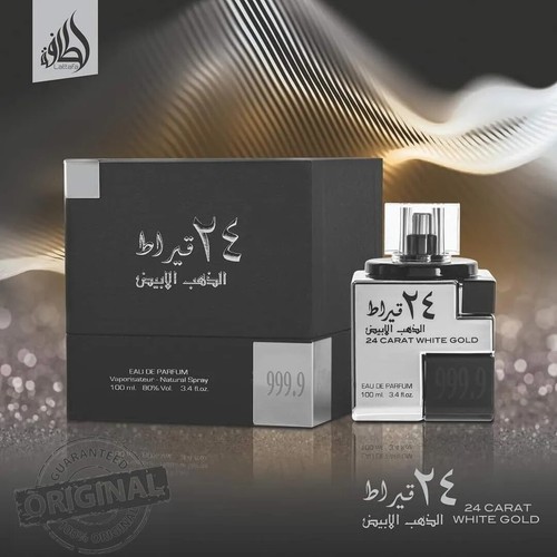 24 Carat White Gold by Lattafa, 3.4 oz EDP Spray for Unisex