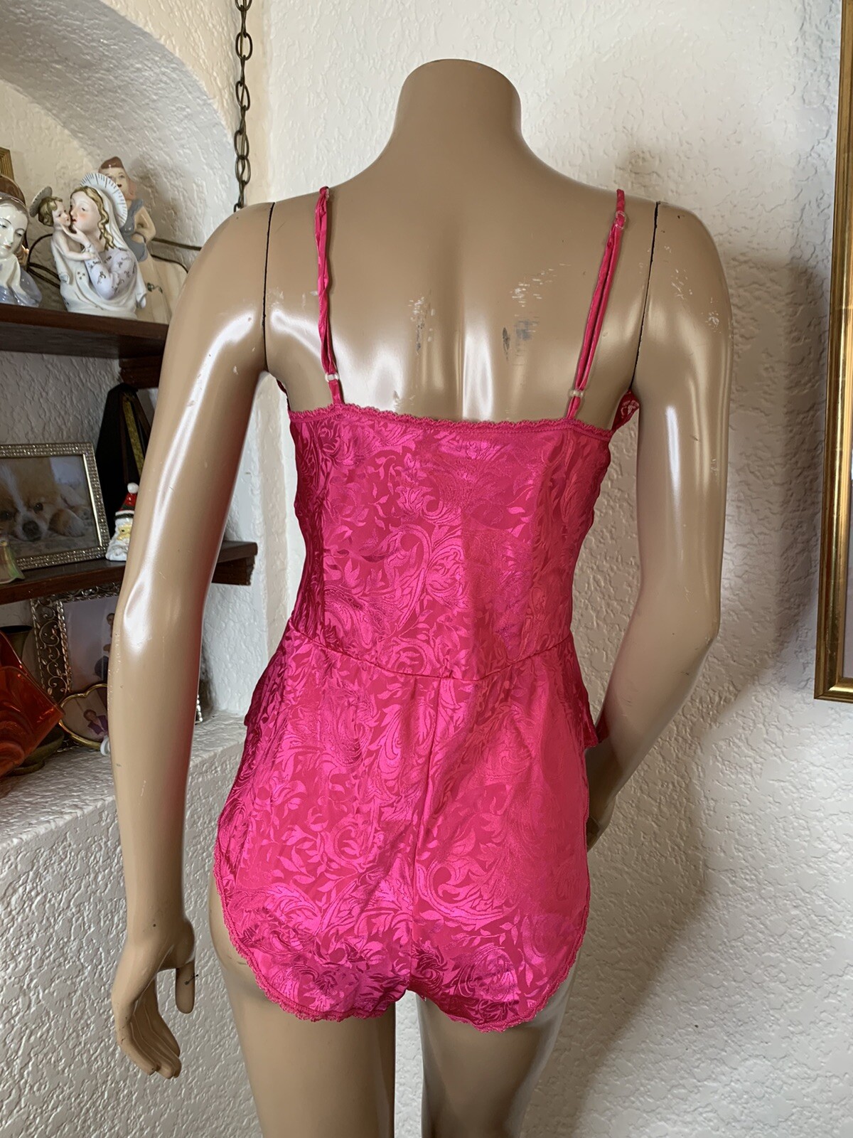 Lucie Ann Vintage 1970s – Camicia Da Notte Stile Greco In Nylon Rosa, Taglia L