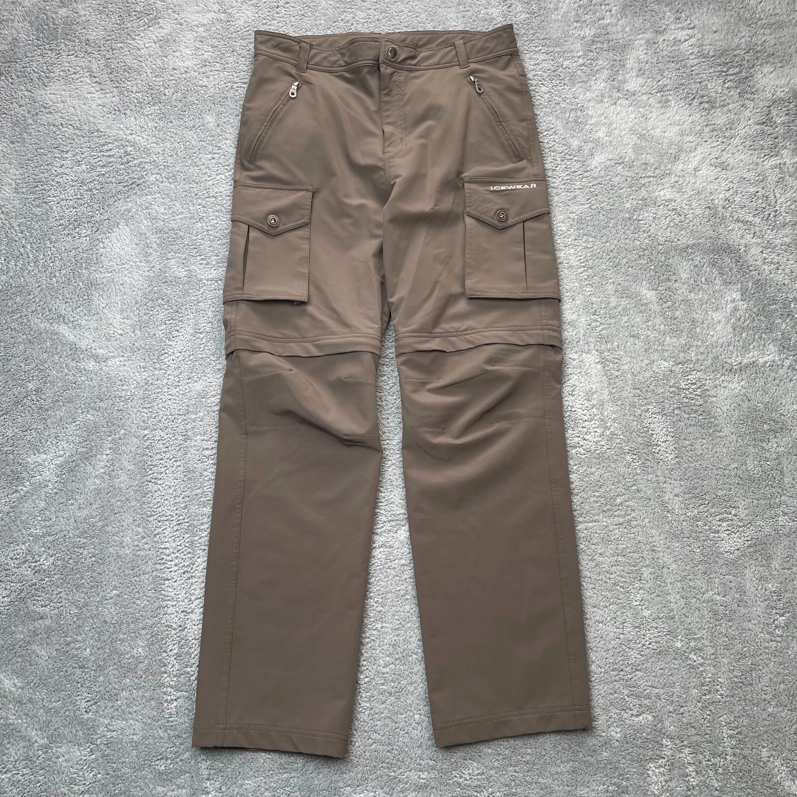 Icewear Iceland Pants Mens Small Beige Convertible Cargo Pockets Stretch Hiking