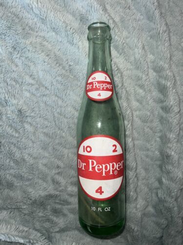 Vintage 1970's 10 /2 /4 szklana butelka Dr.Pepper, 10 fl uncji *bez wiórów lub pęknięć * - Zdjęcie 1 z 2