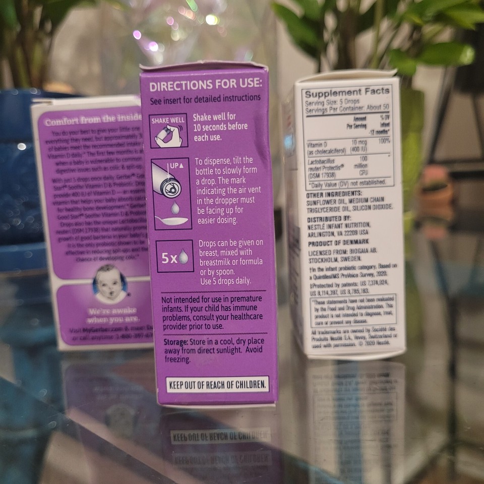 2x Gerber SOOTHE Gentle Birth Probiotic & Vitamin D Drops Colic Good