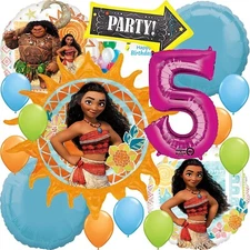 Moana Birthday Party Supplies Foil Balloon Bouquet Decoration, 5th Birthday