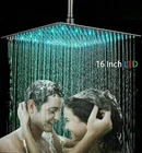 16-inch LED Shower Head Ceiling Mount Brushed Nickel Rain Square Top Sprayer Tap