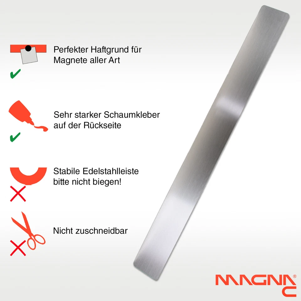 Magna-C® Magnetleiste Edelstahl selbstklebend magnethaftender Untergrund Fotos - Bild 2 von 4