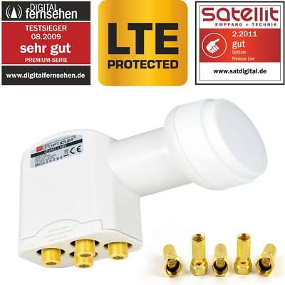 Quad LNB 4-fach Opticum Premium 0,1dB 4K HDTV LQP-04H Switch 0,1 digital Sat LMB