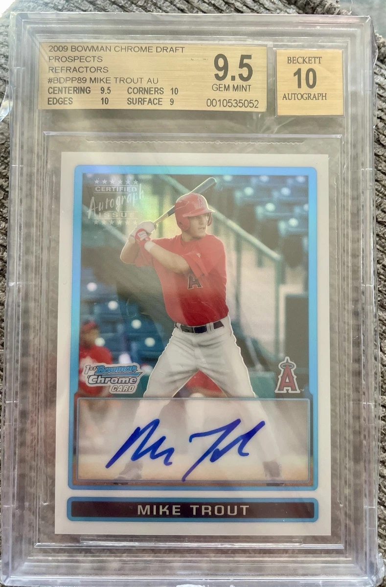 Mike Trout Grade 9.5 Baseball Autographed Sports Trading Cards