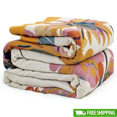 Bohemian Cotton Throw Blanket Soft Breathable Couch Bed Multi-Functional Gift US