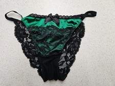 True Vintage Victoria's Secret Lace Satin Cheekini String Bikini Panty Medium