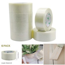 6Pack Reinforced Packing Tape 5.5Mil 2Inx 60Yds Heavy Duty Adhesive Strapping