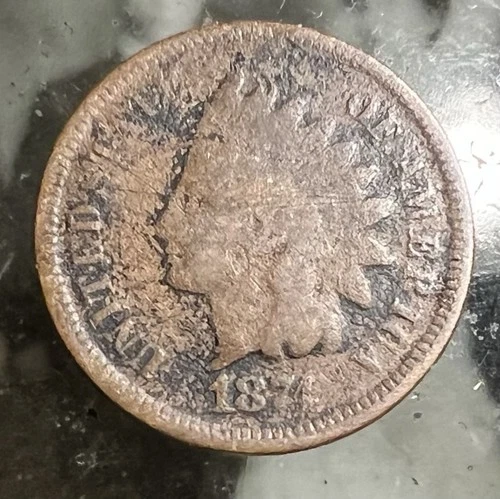 1874 INDIAN HEAD CENT SEMI-KEY DATE AG CORROSION