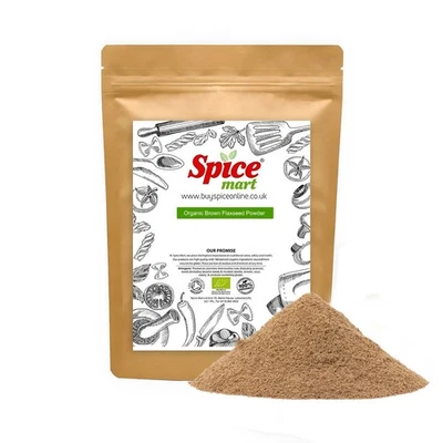 SPICE MART ORGANIC Brown Flaxseed Powder Fine Premium Quality Free P&P Soil Asso Certified