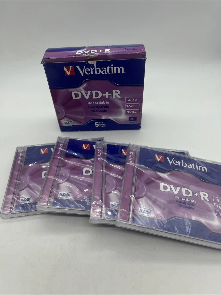 Sealed Verbatim DVD +R Recordable 4 Pack 120 Min 4.7 GB 16x Speed