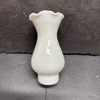 Vtg Ruffled Opalescent Milk Glass Miniature Oil Lamp Chimney 1 1/4" base 4" tall