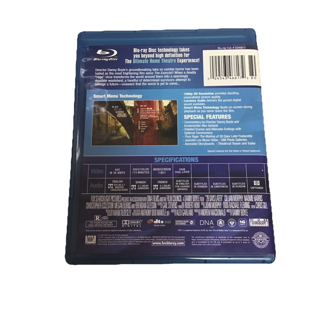28 Days Later Blu-Ray 2003 Original Case Special Features
