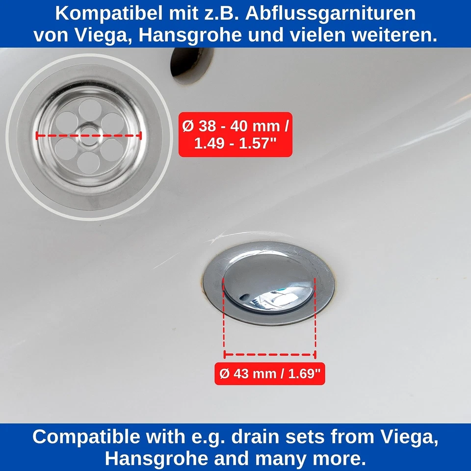 Bouchon de Baignoire Ø 43 mm avec Double Joint Réglable en Hauteur Bouchon de... - Photo 4/4