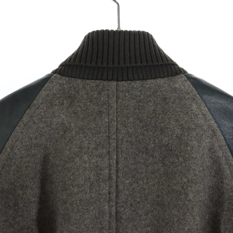 Chaqueta Blusa Stajan de Lana con Cremallera Brazo de Cuero de Vaca Gris Ab22-205 ATTACHMENT Usada Foto 4 de 4