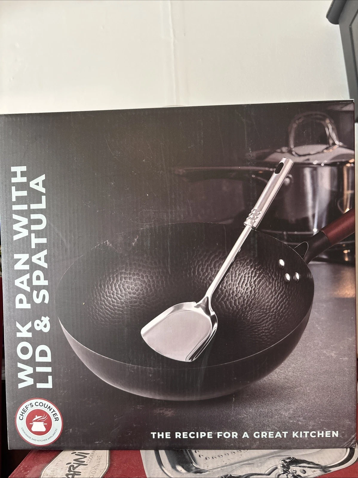 Chef’s Counter Wok pan with lid and Spatula Cooking Culinary Kitchen Equipment