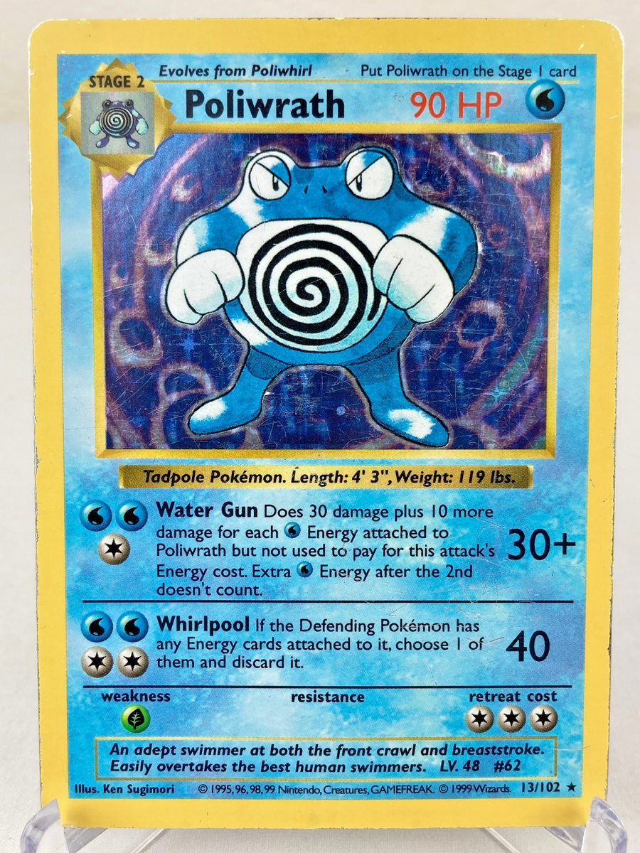 Shadowless Poliwrath 13/102 Holo Rare Base Set Pokemon Card
