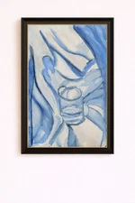 Abstract Blue Watercolor • Glass & Drapery Still Life • Modern Minimal Art 8x10
