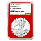 2021-W Proof $1 Type 2 American Silver Eagle NGC PF69UC Brown Label Red Core