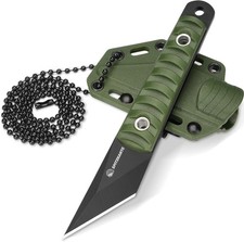 EDC Ne Knife, Lightweight Full Tang Kiridashi Knife with Green Handle,