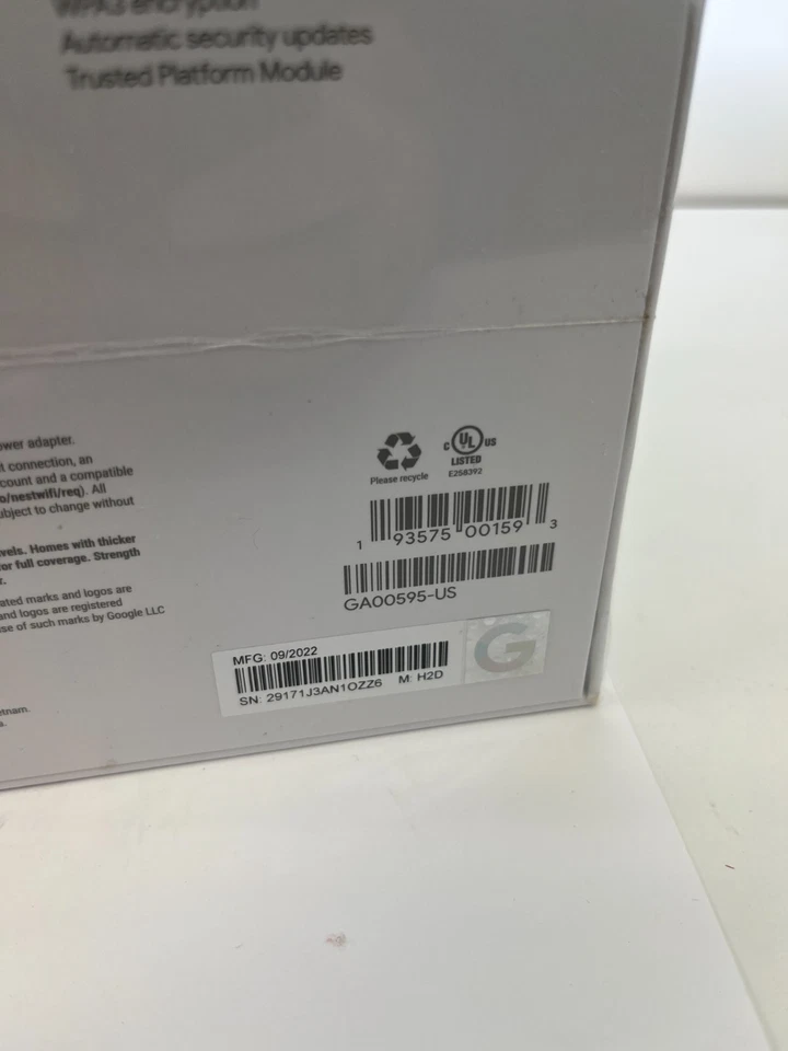 Google Nest Wifi - AC2200 - GA00595 Mesh WiFi Sealed Wireless 1 Pack New BETT - Image 2 of 2
