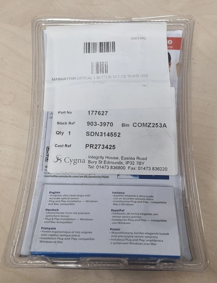 Manhattan Optical 3 Button Mouse White. - Image 2 of 2