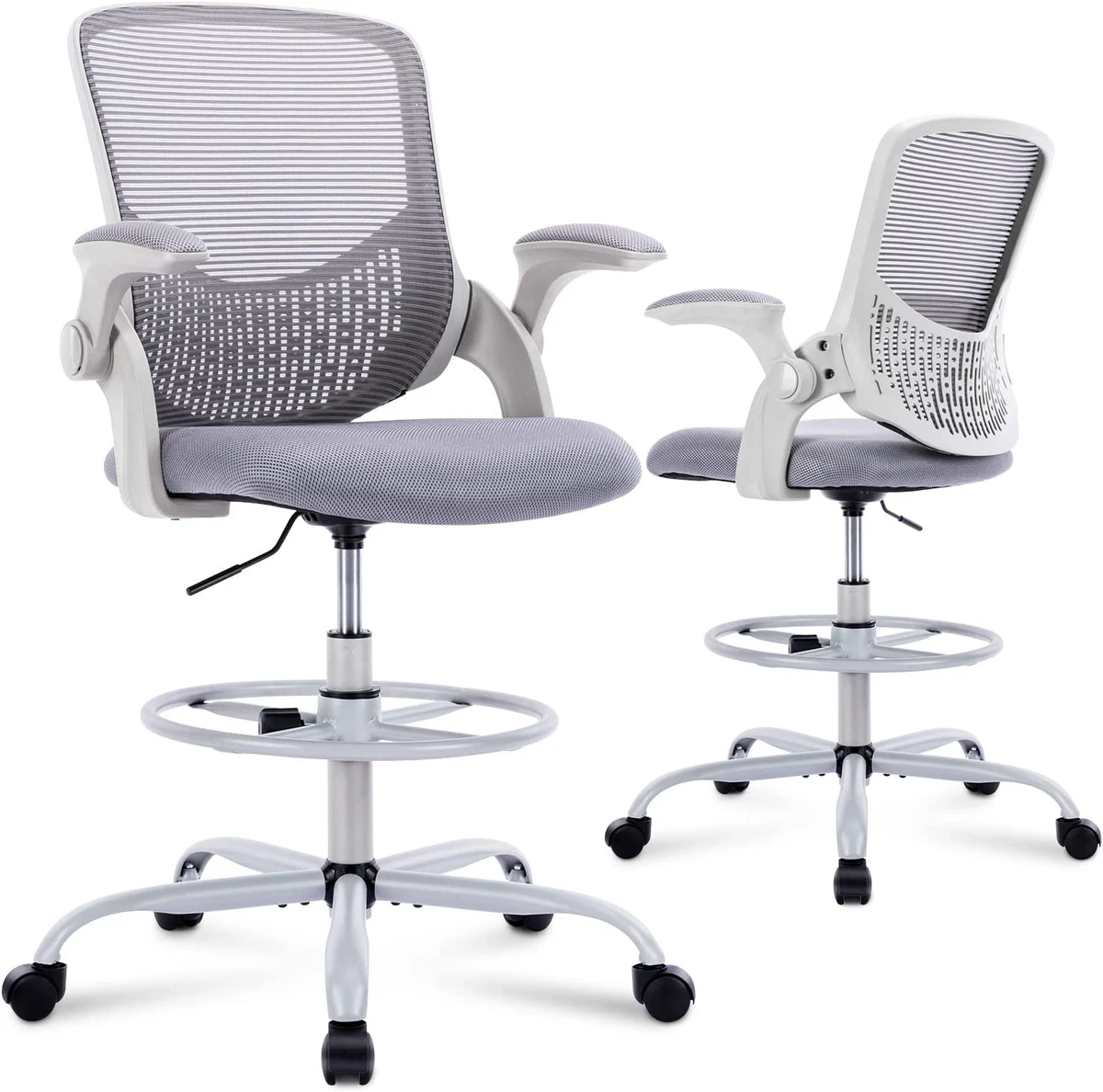 Drafting Chair, Standing Desk Chair with Adjustable Armrests, Height adjustable.