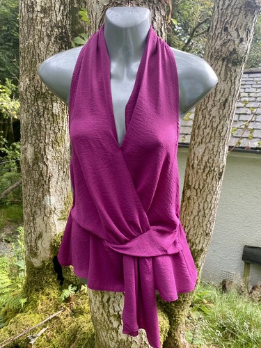 New With Tags NEWLOOK Size 10 Dark Pink Lightweight Halter neck TopRRP Β£23.99π - Picture 2 of 5