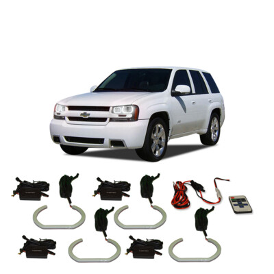Bright White RF LED Headlight Halo Ring Kit for Chevrolet Trailblazer 02-09