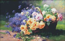 Needlework Crafts Full Embroidery Counted Cross Stitch Kits Flowers Basket