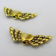 Angel Wing 22mm Wholesale Antiqued Gold Plated Beads B5218 - 10, 20 Or 50PCs