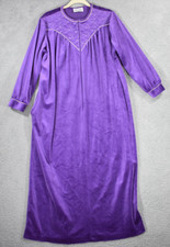 Anne Leslie Vintage Retro Purple Robe Womens XL Embrodered 3/4 Zip Pockets