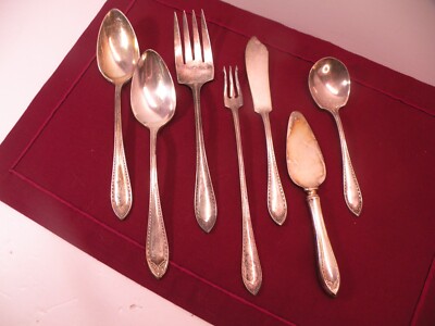 7 Piece Serving Set Oneida Community Sheraton Silverplate Flatware
