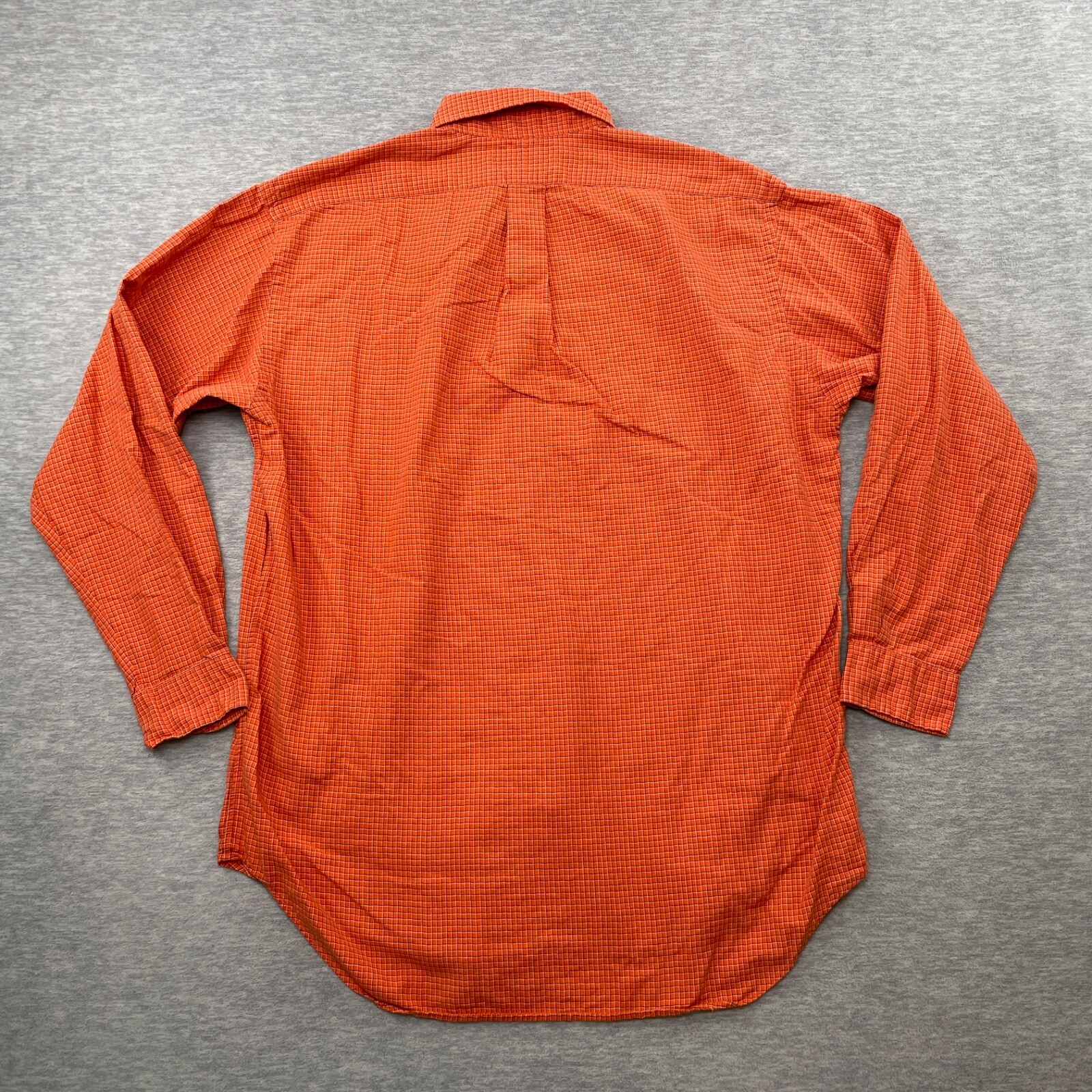 Ralph Lauren Camicia Uomo M Arancione Nero Plaid Manica Lunga Bottoni Pony