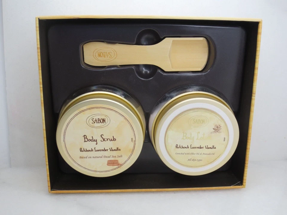 SABON 3 形爱 PATCHOULI LAVENDER VANILLA 身体 SCRUB & 身体乳液 盒装 — 第 3/4 张图片