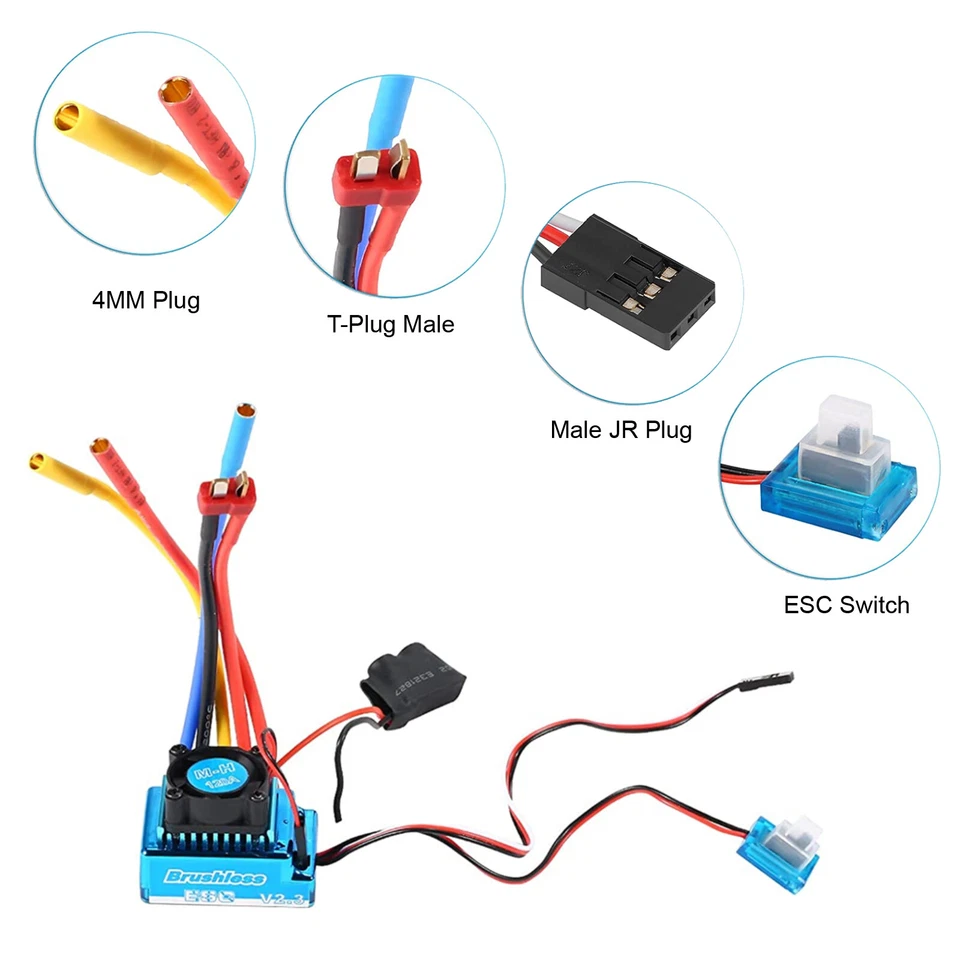 3650 3900KV Motor Sin Escobillas 120A ESC Combo Set para 1/10 RC Coche Camión Accesorios Foto 3 de 4