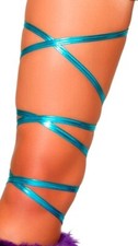 Womens Thigh Wraps, Leg Bands, Leg Straps - Metallic Turquoise