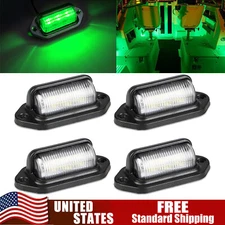 4Pcs Marine Boat 6 LED Deck Courtesy Lights Stern Transom Light Green Waterproof