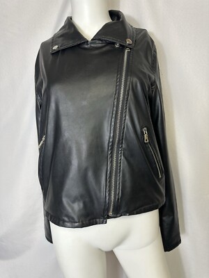 Pretty Little Thing Black Faux Leather Jacket US 6