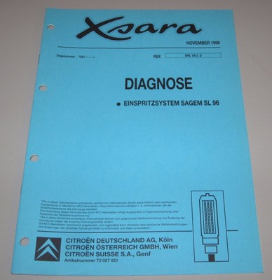 Werkstatthandbuch Citroen Xsara Diagnose Einspritzsystgem Sagem SL 96 Stand 1998