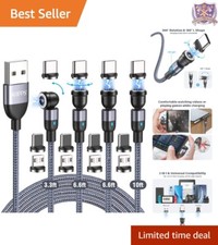 Magnetic Charging Cable Set Nylon 3.3ft-10ft 540  Rotation 3-in-1 Phone Charger